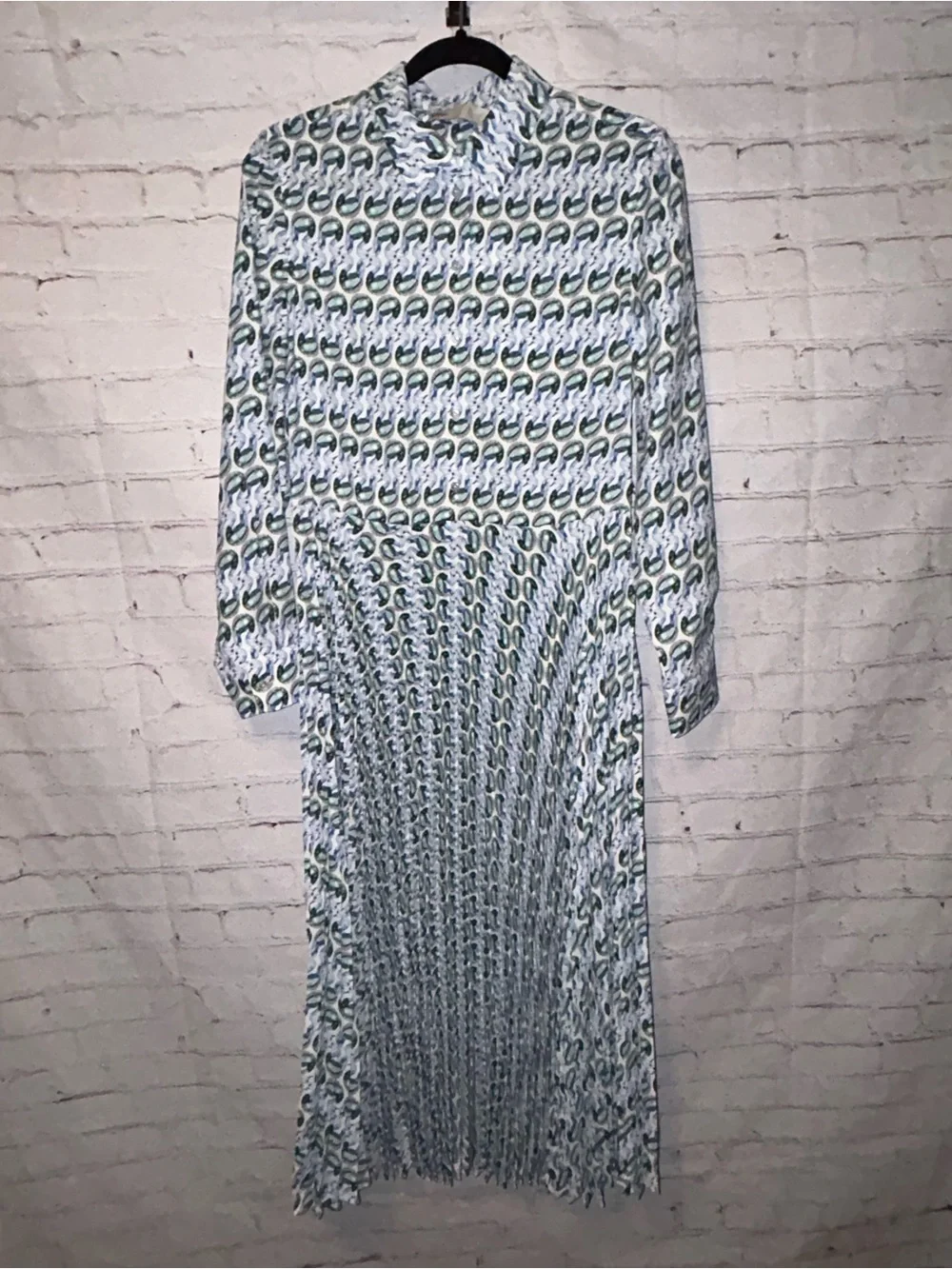 Tory Burch Printed Twill Dress Blue Lucky Duck size 8 NWT - Picture 2 of 16